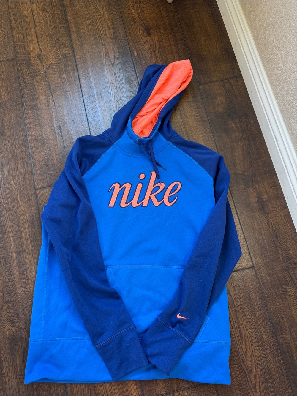 Nike Royal Blue and Orange Hooded Pullover